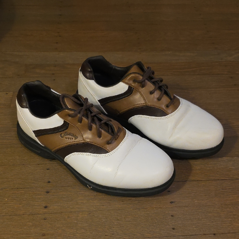 Callaway Golf CG Sport Men White & Brown M398-14 Cleats   Athletic Shoes Size 10